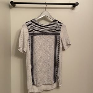 H&M Short Sleeve Hi Lo Black and White Blouse 4